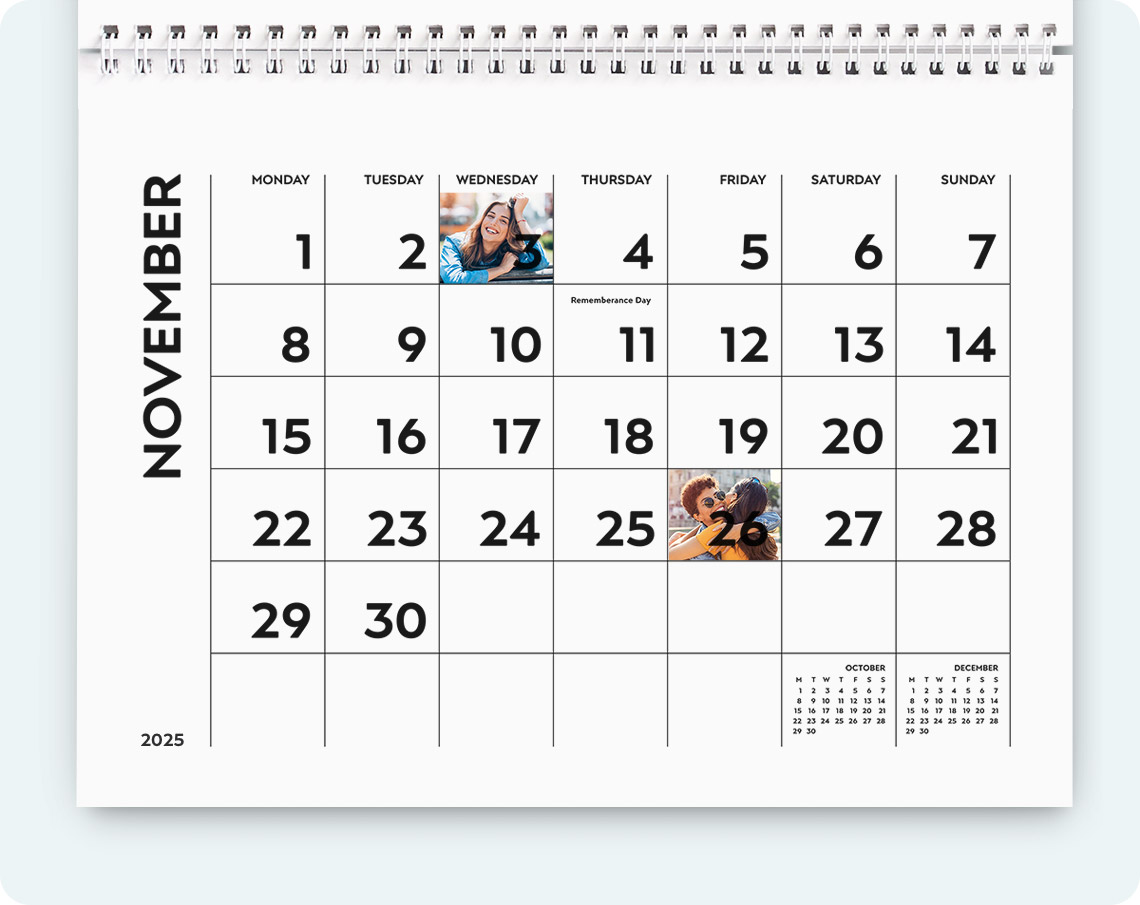 calendar grids, personalised calendar, photo calendar, customised calendar, make your own calendar
