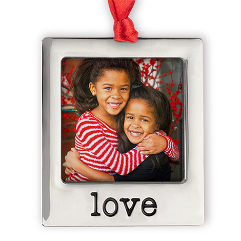 Silver Plate Love Photo Ornament
