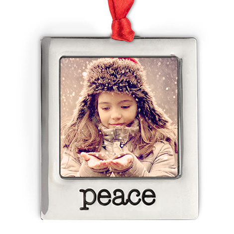Silver Plate Peace Photo Ornament