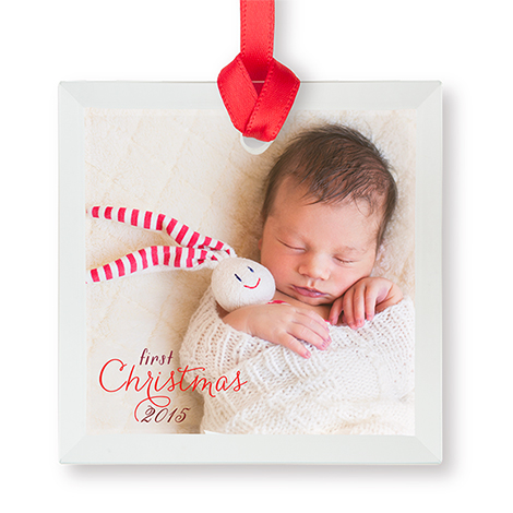 Icon Glass Square Photo Ornament