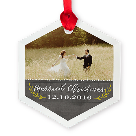 Glass Hexagon Photo Ornament