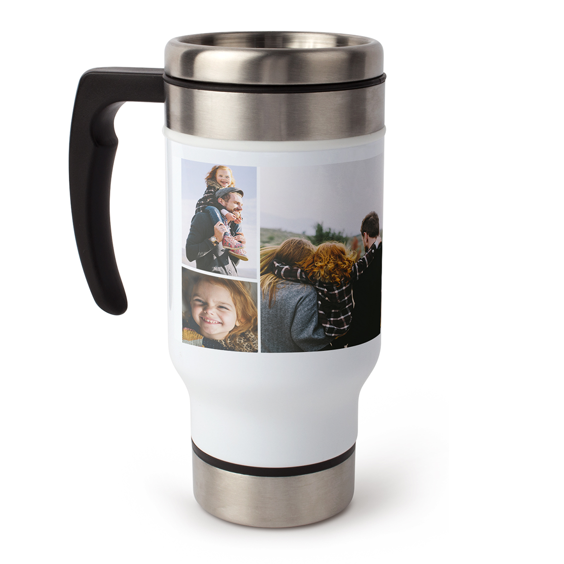 Collage Travel Coffee Mug with Handle, 13 oz.