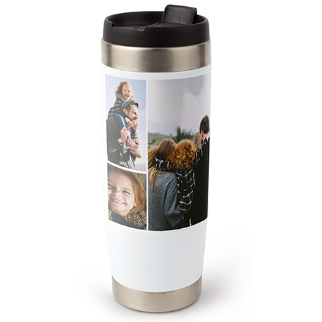 Collage Travel Coffee Mug with Handle, 13 oz.