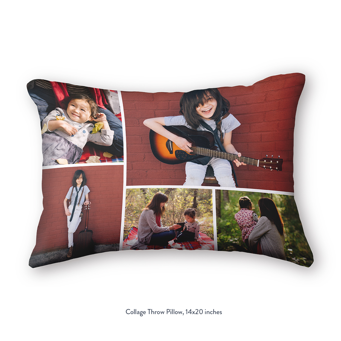 Custom Photo Collage And Text, 6 Pictures Pillow