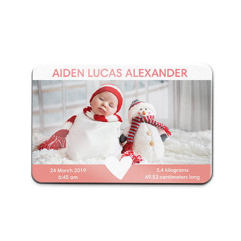 Christmas theme rectangle magnet with small child 