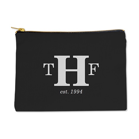 Black pouch with monogram