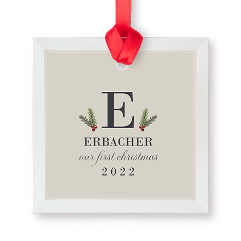 Glass Square Photo Ornament
