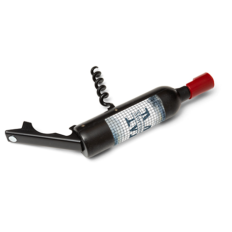 Wine Bottle Magnet with Corkscrew + Bottle Opener
