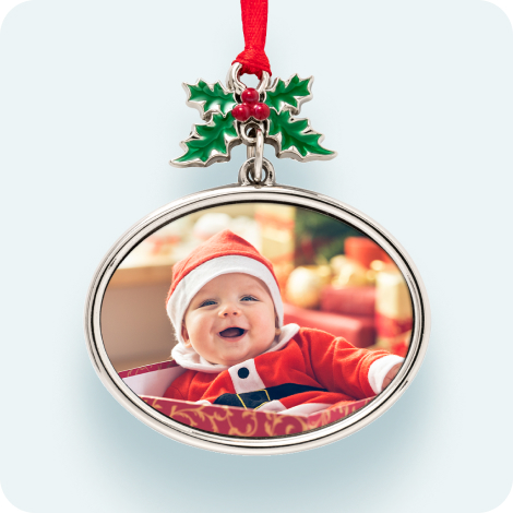 Metal Holly Ornament