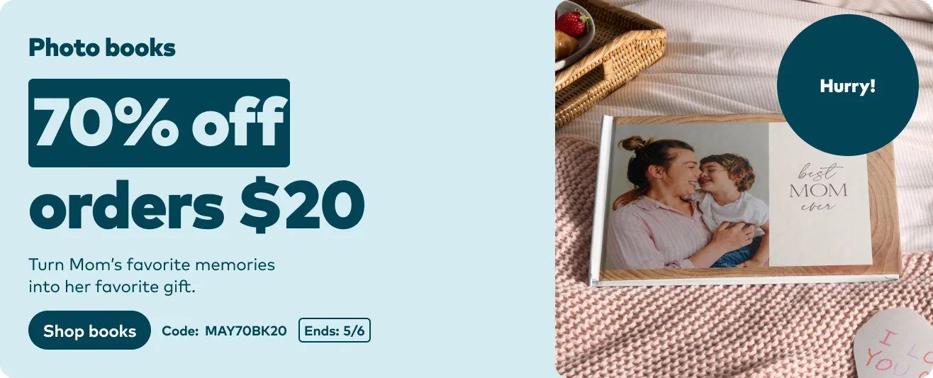 70% off Photo Books $20 or more