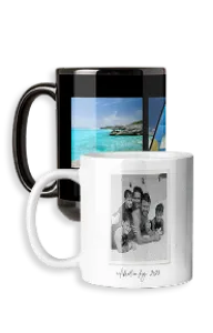 11oz and 15oz cermic mugs personalized with photos and text
