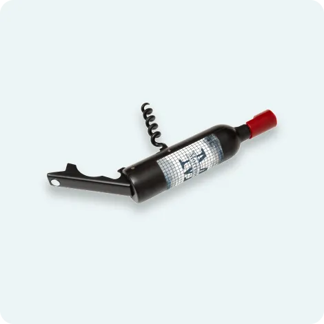 Wine Bottle Magnet with Corkscrew + Bottle Opener