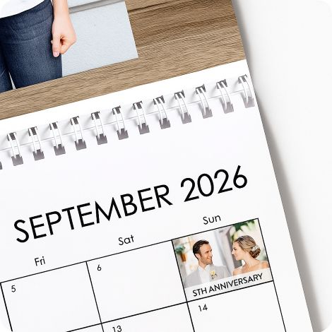 Add photos and special text to mark important dates. Calendars also include important dates and public holidays.