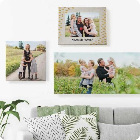 Four canvas prints on wall