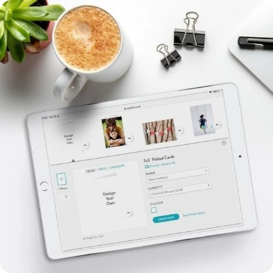 Ipad showing a screen of Snapfish app