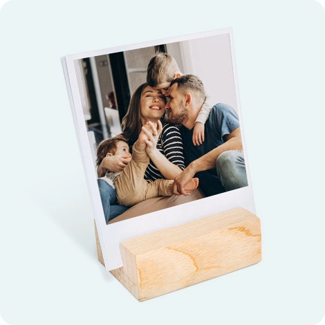 Wood Block Photo Print showing family with kids