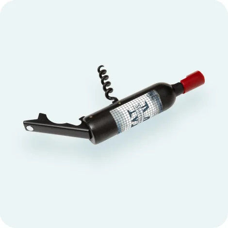 Wine Bottle Magnet with Corkscrew + Bottle Opener