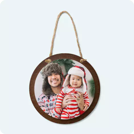 Round Wood and Acrylic Ornament