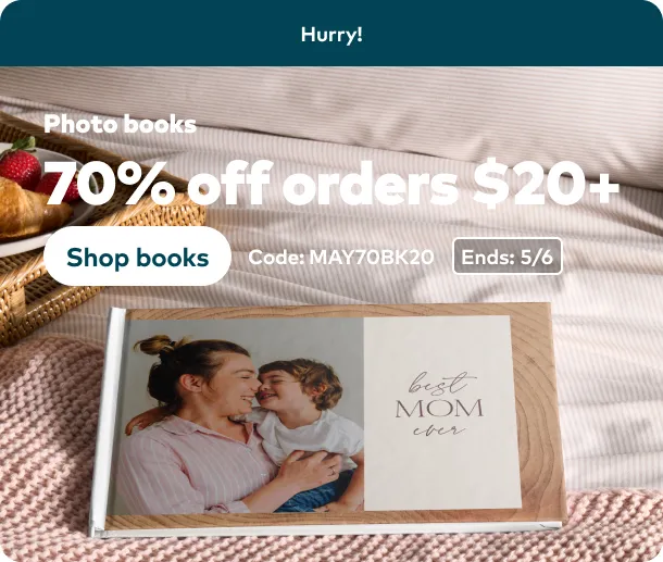 70% off Photo Books $20 or more