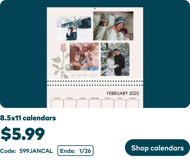 8.5x11 Wall Calendar now $5.99