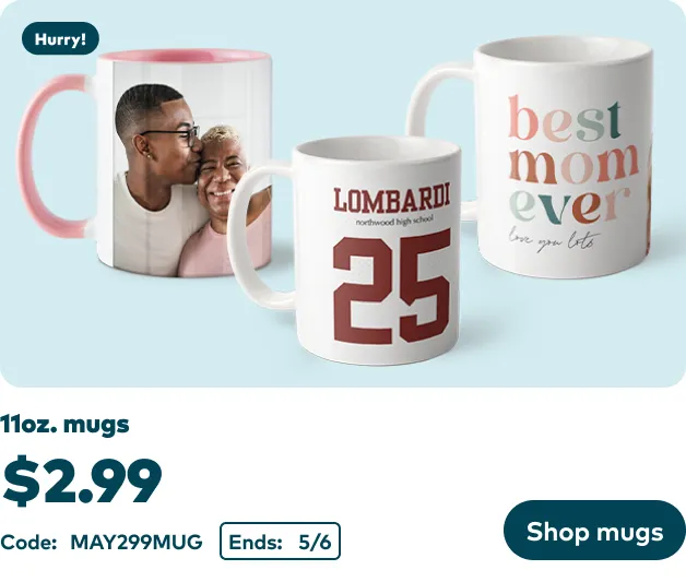 11oz. Mugs @ $2.99