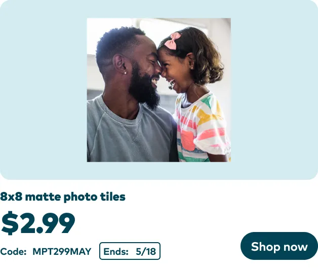 8x8 Matte Photo Tiles now $2.99