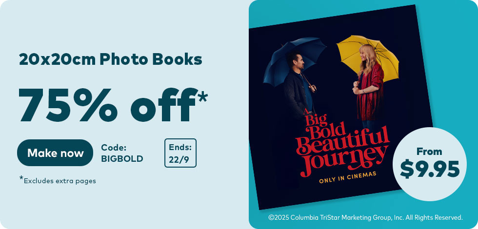 75% off 20x20cm Photo Books*. From $9.95
