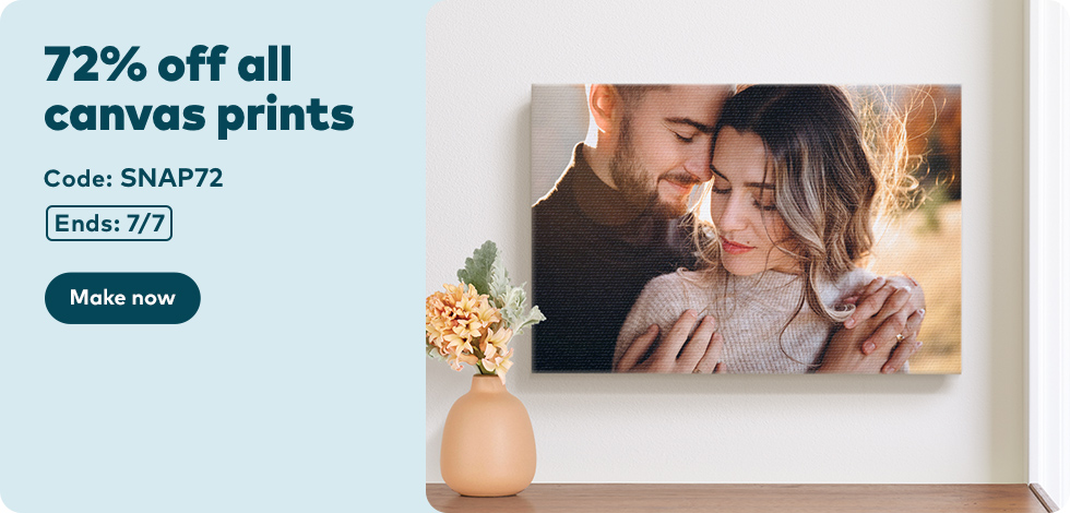 72% off all Canvas Prints