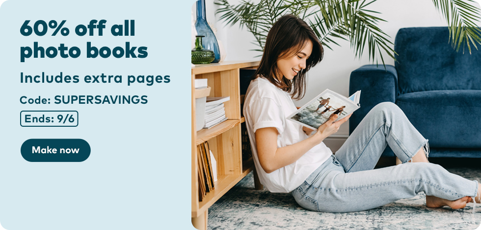 60% off all Photo Books (Including extra pages)