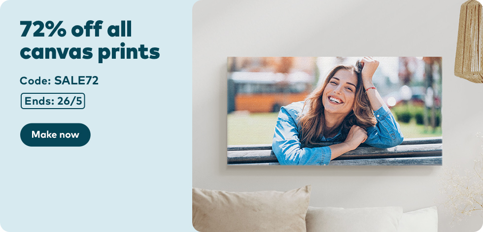 72% off all Canvas Prints