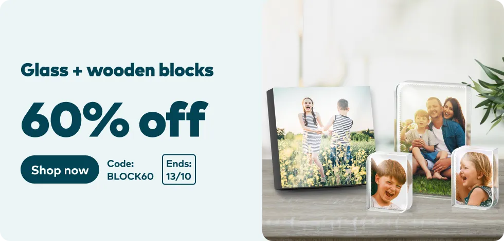 60% off all Glass & Wooden Blocks