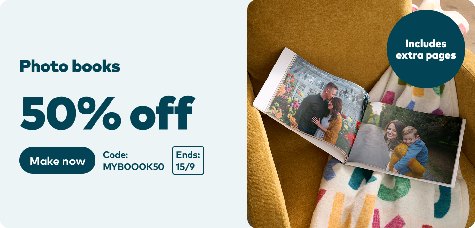 50% off all Photo Books (includes extra pages)