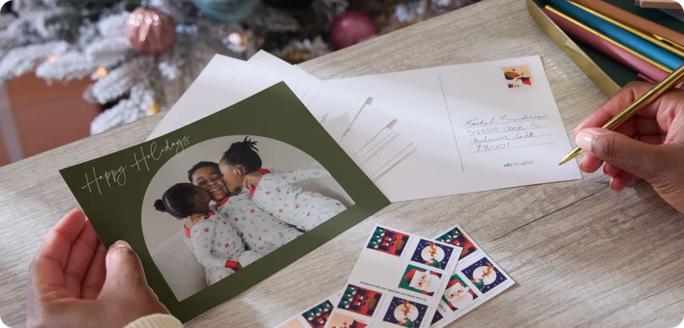 Postcards hanging on the wall