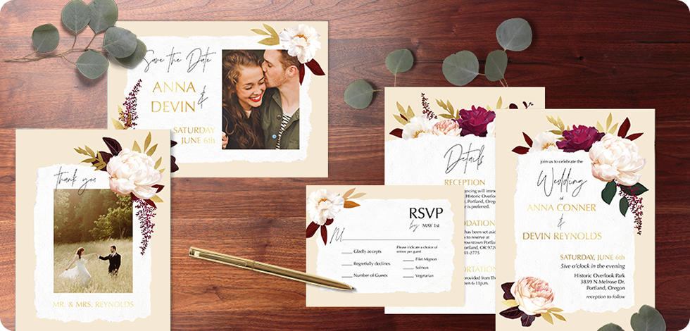 Matching wedding card suites