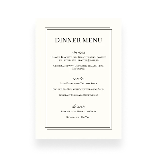 Menu/Program  cards