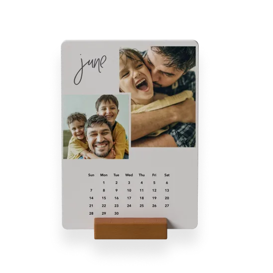 Wood block desk calendar