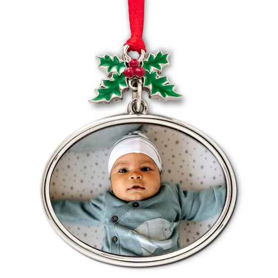 Metal holly ornament