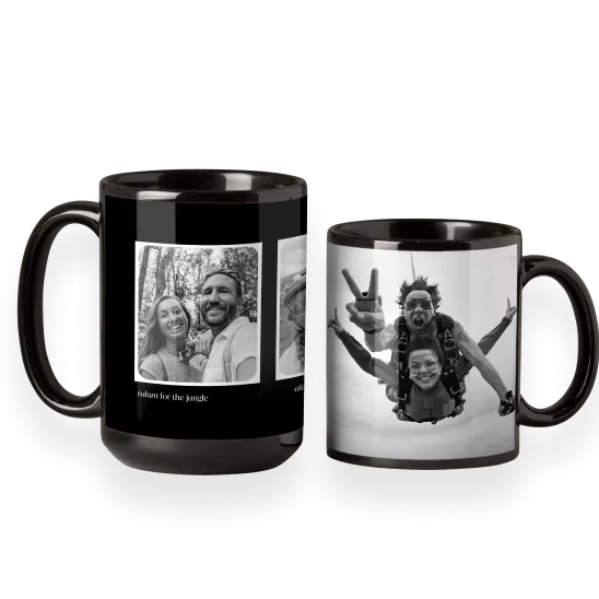 Black ceramic mugs